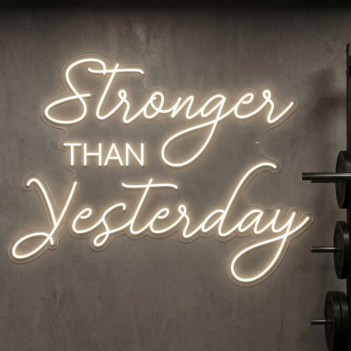 Pilates Yoga Gifts - Stronger than Yesterday Neon Sign,Motivational Gym