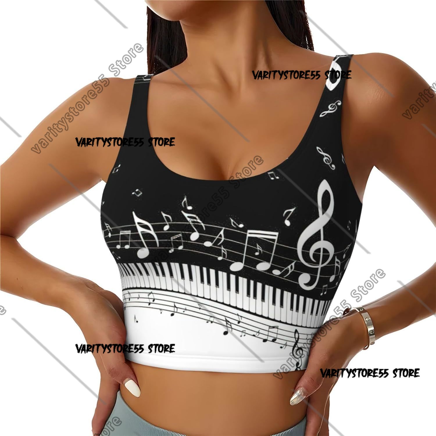 Pilates Yoga Music - Piano Keys with Musical Notes Print