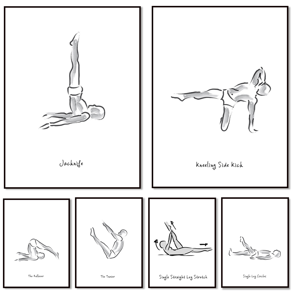Pilates exercise black and whi - đánh giá và giá Pilates Yoga Gifts
