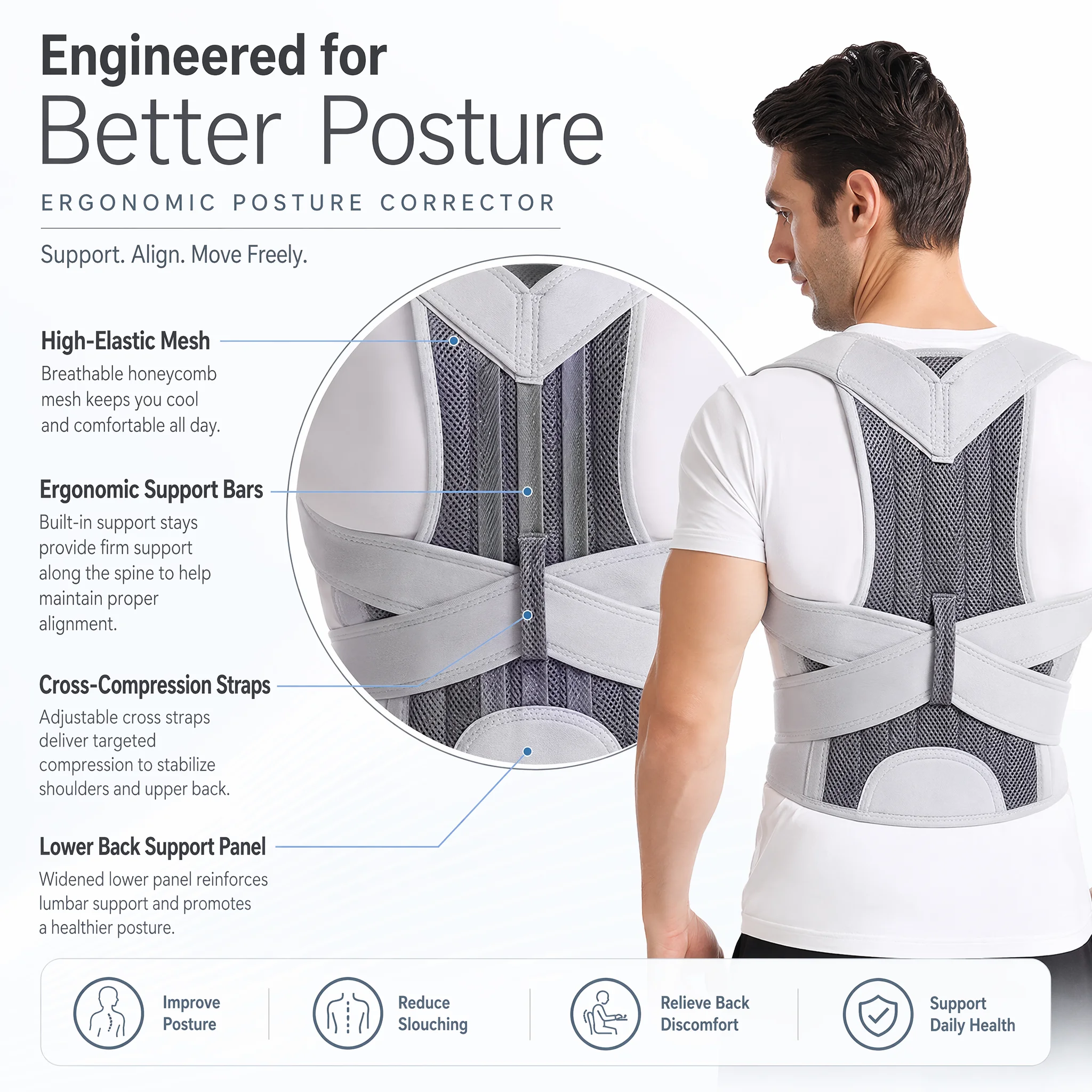 Adjustable Posture Corrector B - đánh giá và giá Posture Pole Corrector